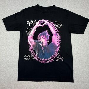 Juice WRLD 999 Club Legends Never Die Black Graphic T-Shirt Medium